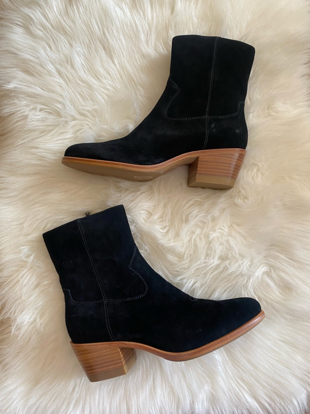 NEW Rag & Bone Mustang Suede Leather Western Ankle Boots Booties Black Size 40